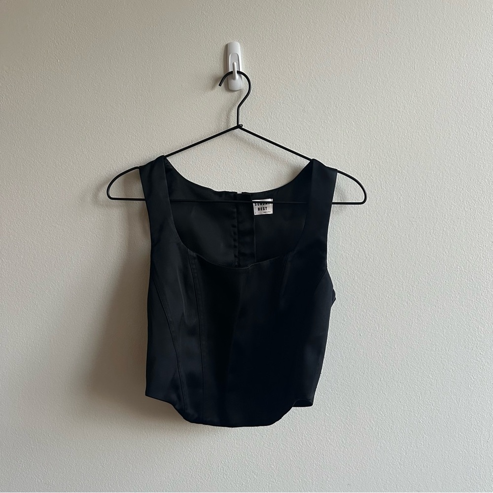 Sunday Best Black Fitted Crop Tank Top